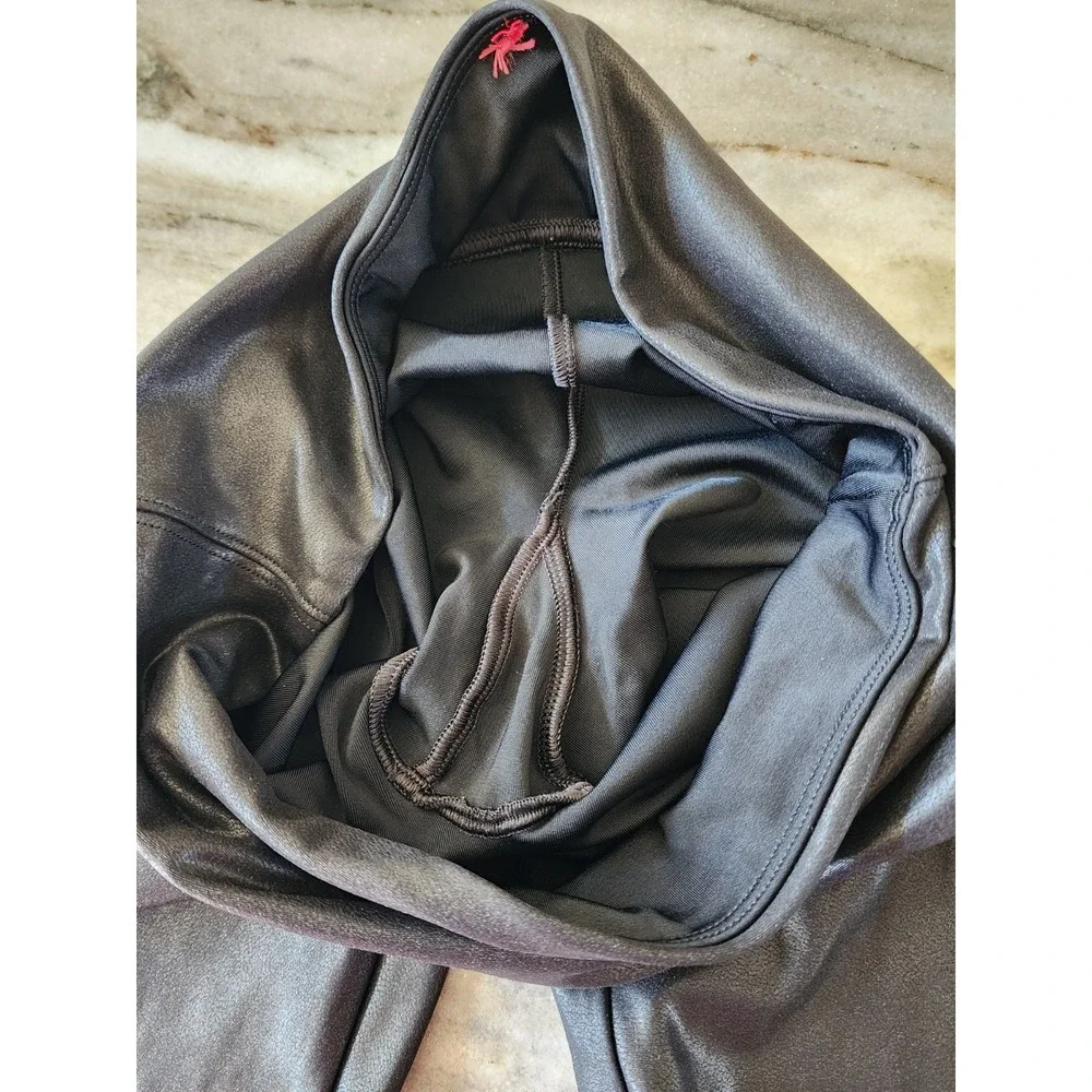 Spanx Black Coated Faux‎ Leather Leggings Full Length Size Small